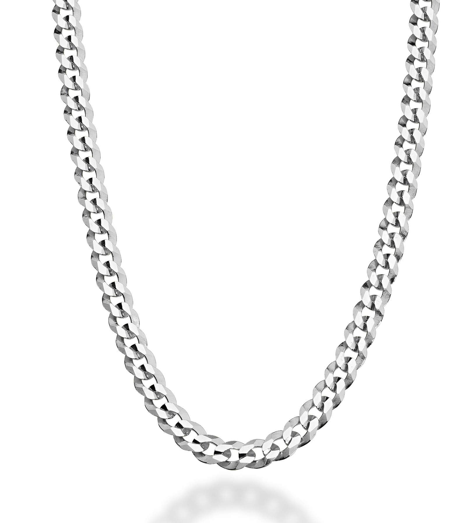 Miabella Solid 925 Sterling Silver Italian 5mm Diamond Cut Cuban Link Curb Chain Necklace for Women Men, Made in Italy (16 Inches (X-Small))