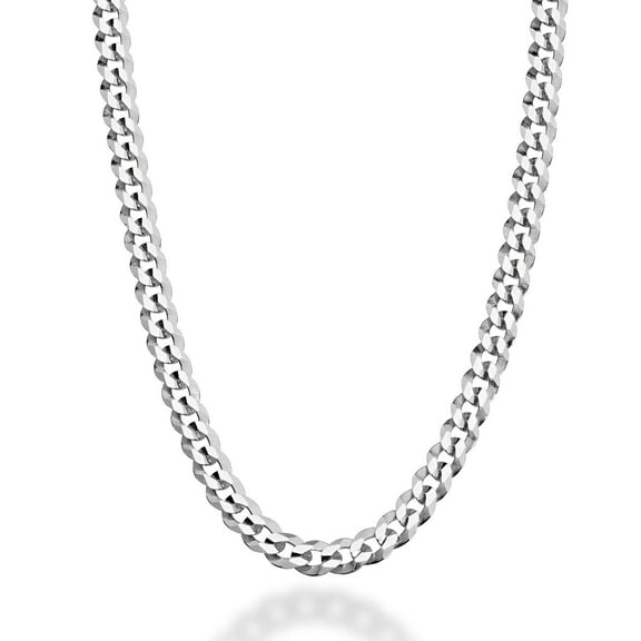 Miabella Solid 925 Sterling Silver Italian 5mm Diamond Cut Cuban Link Curb Chain Necklace for Women Men, Made in Italy (18 Inches (Small))