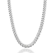 Miabella Solid 925 Sterling Silver Italian 5mm Diamond Cut Cuban Link Curb Chain Necklace for Women Men, Made in Italy 22 Inches