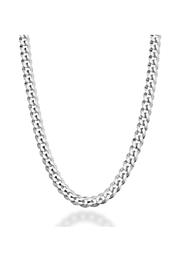Solid 925 Sterling Silver Italian 5mm Diamond Cut Cuban Link Curb Chain Necklace for Women Men, Made in Italy (30 Inches)