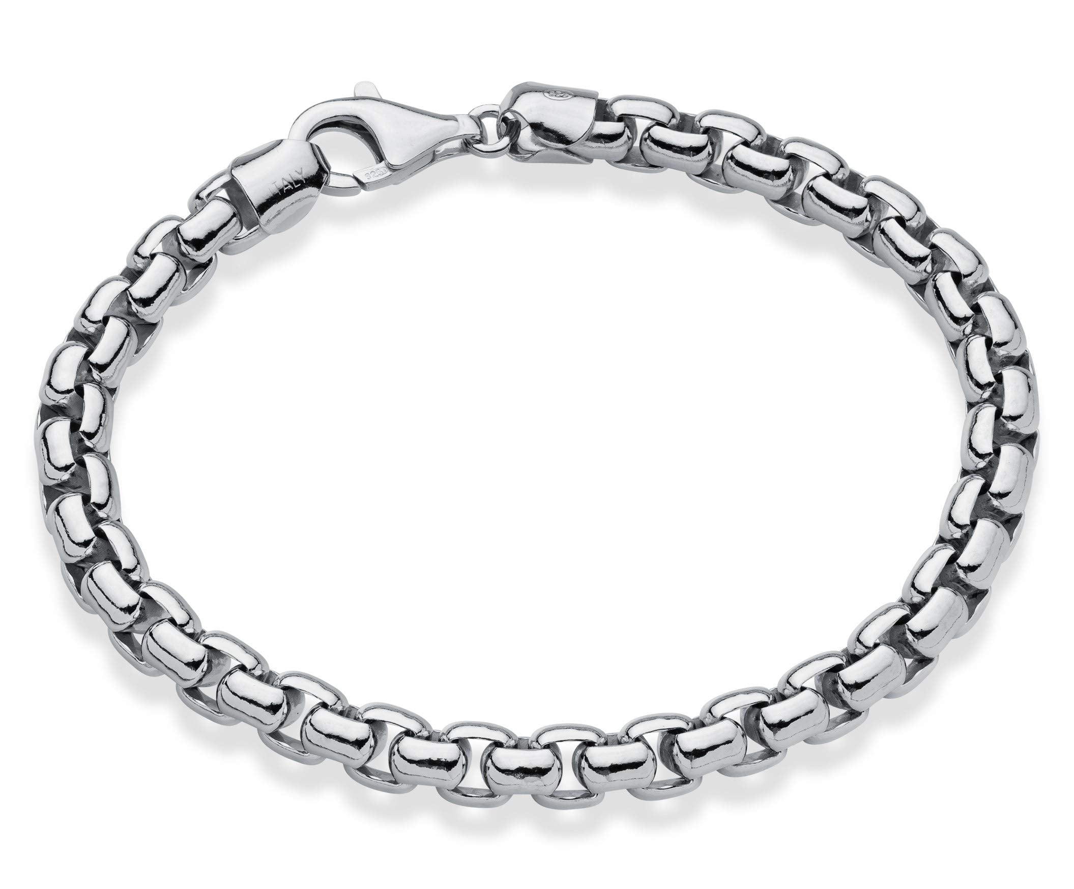 Miabella Solid 925 Sterling Silver Italian 6.5mm Square Rolo Link Round ...