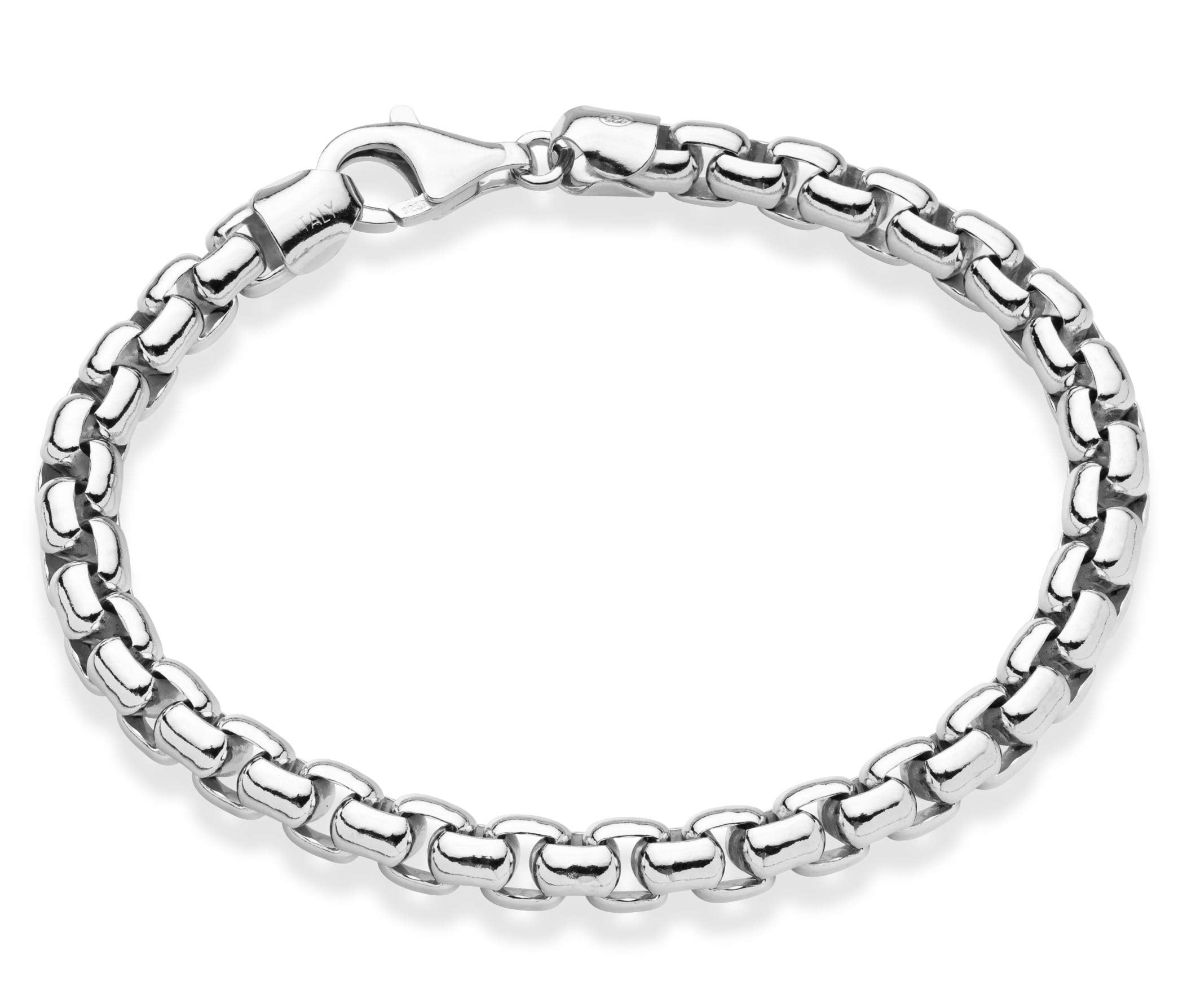 Miabella Solid 925 Sterling Silver Italian 6.5mm Square Rolo Link Round ...