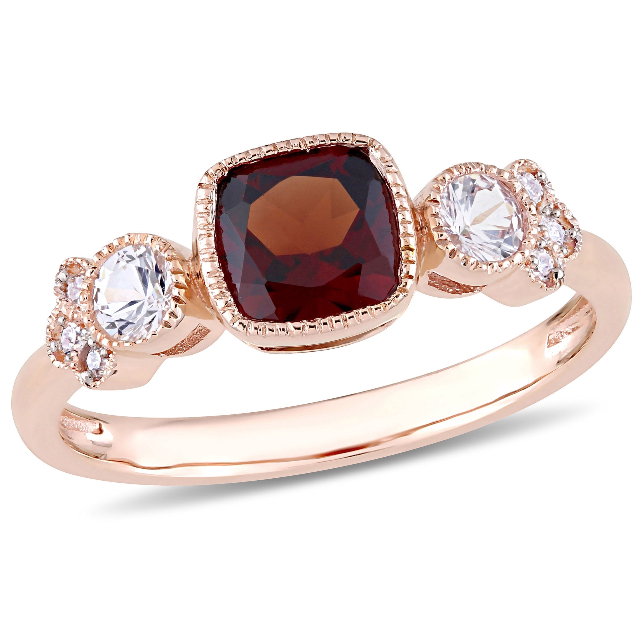 Everly Women's Garnet and Sapphire 10K Rose Gold Engagement Ring