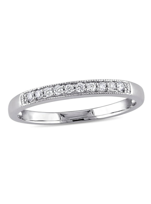 Miabella Women's 1/10 Carat T.W. Diamond 10kt White Gold Semi-Eternity Anniversary Ring