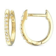 Miabella Women's 1/10 Carat T.W. Diamond Huggie Hoop Earrings in 10kt Yellow Gold