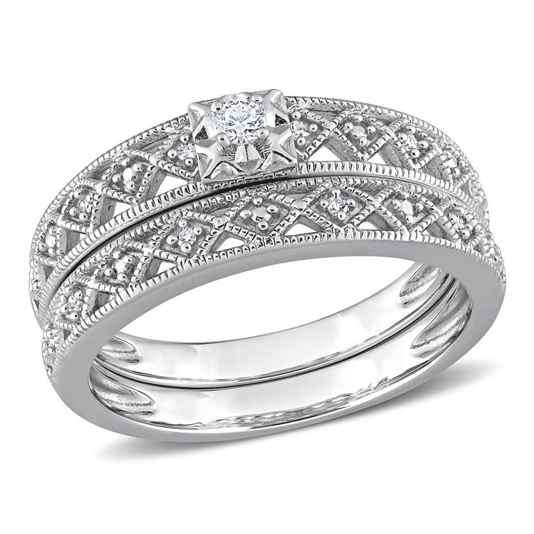 Miabella Women s 1 10 Carat T.W. Diamond Vintage Bridal Set in
