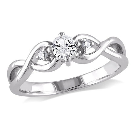 Miabella Women's 1/3 Carat T.G.W. Created White Sapphire and Diamond Accent Infinity Engagement Ring in Sterling Silver