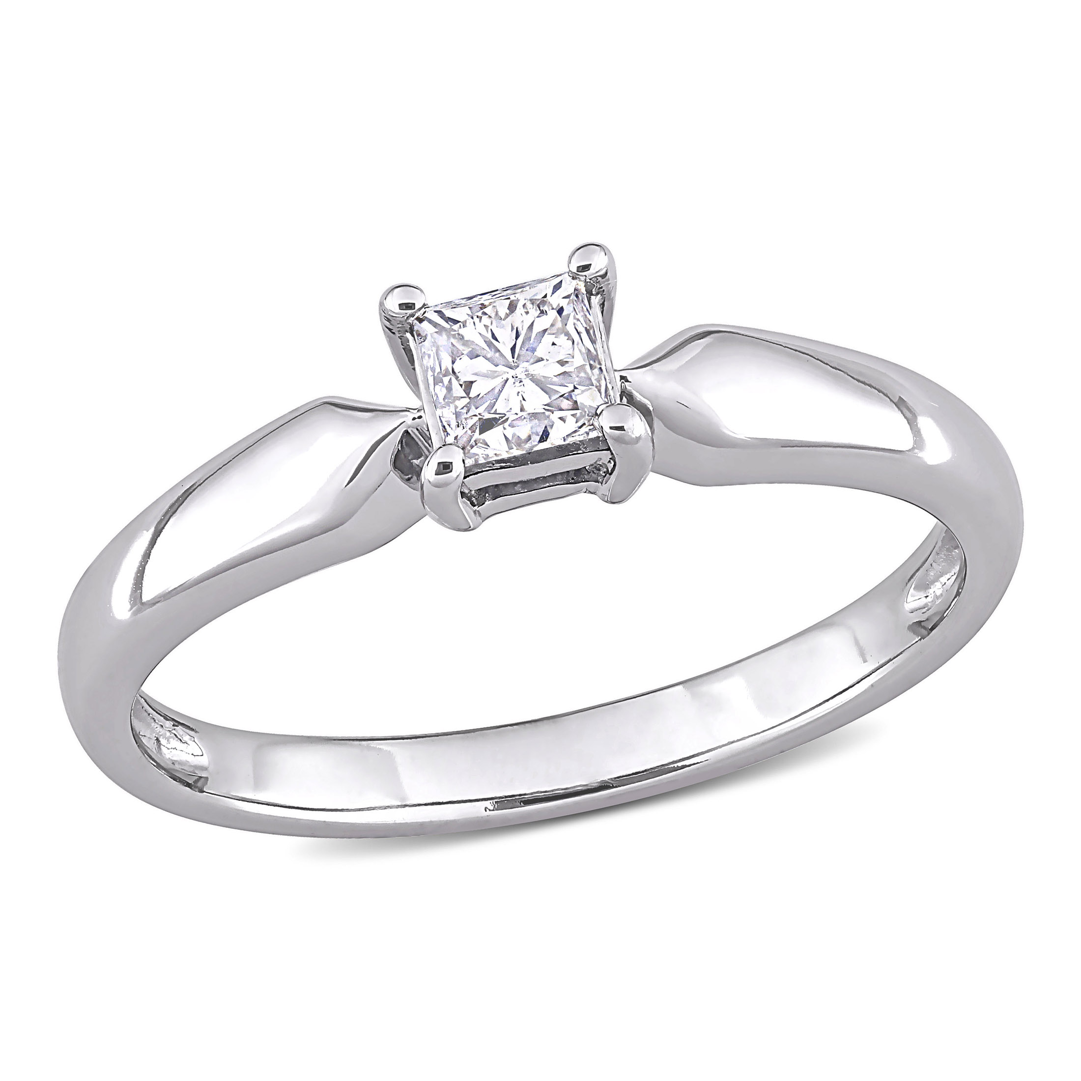 Miabella Women's 1/3 Carat T.W. Princess-Cut Diamond 10kt White Gold Solitaire Engagement Ring - image 1 of 7