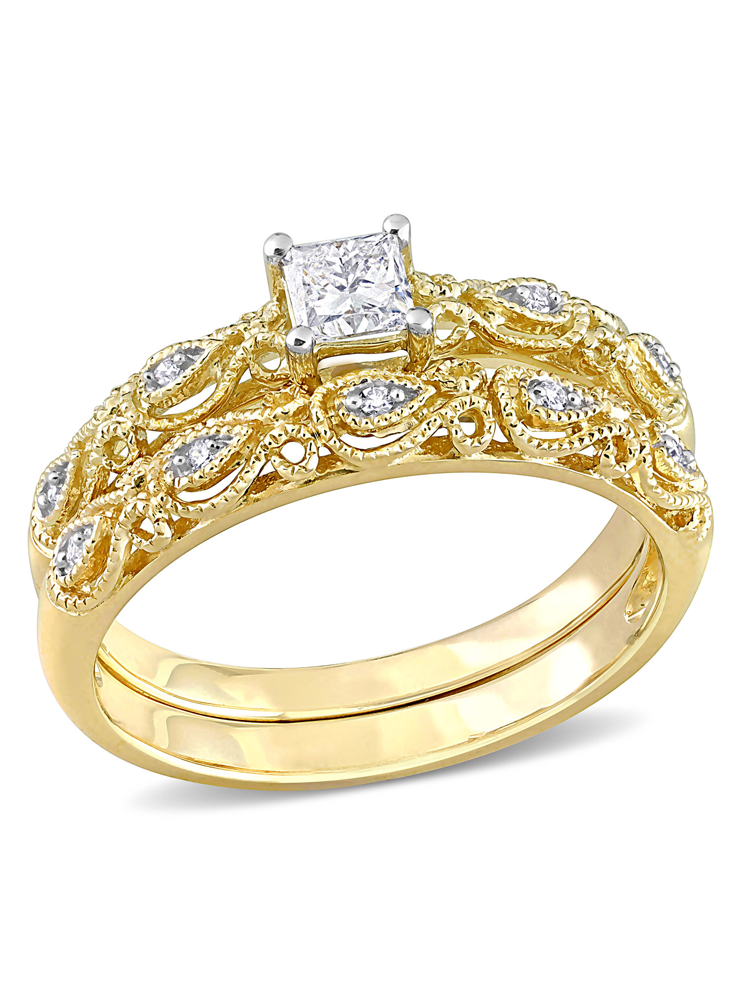 FB Jewels 10kt Yellow Gold His Hers Round Diamond Cluster Matching FB Jewels 10kt Yellow Gold His Hers Round Diamond Cluster Matching