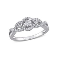 Diamond Accent Interlocking Hearts Promise Ring in Platinum over ...
