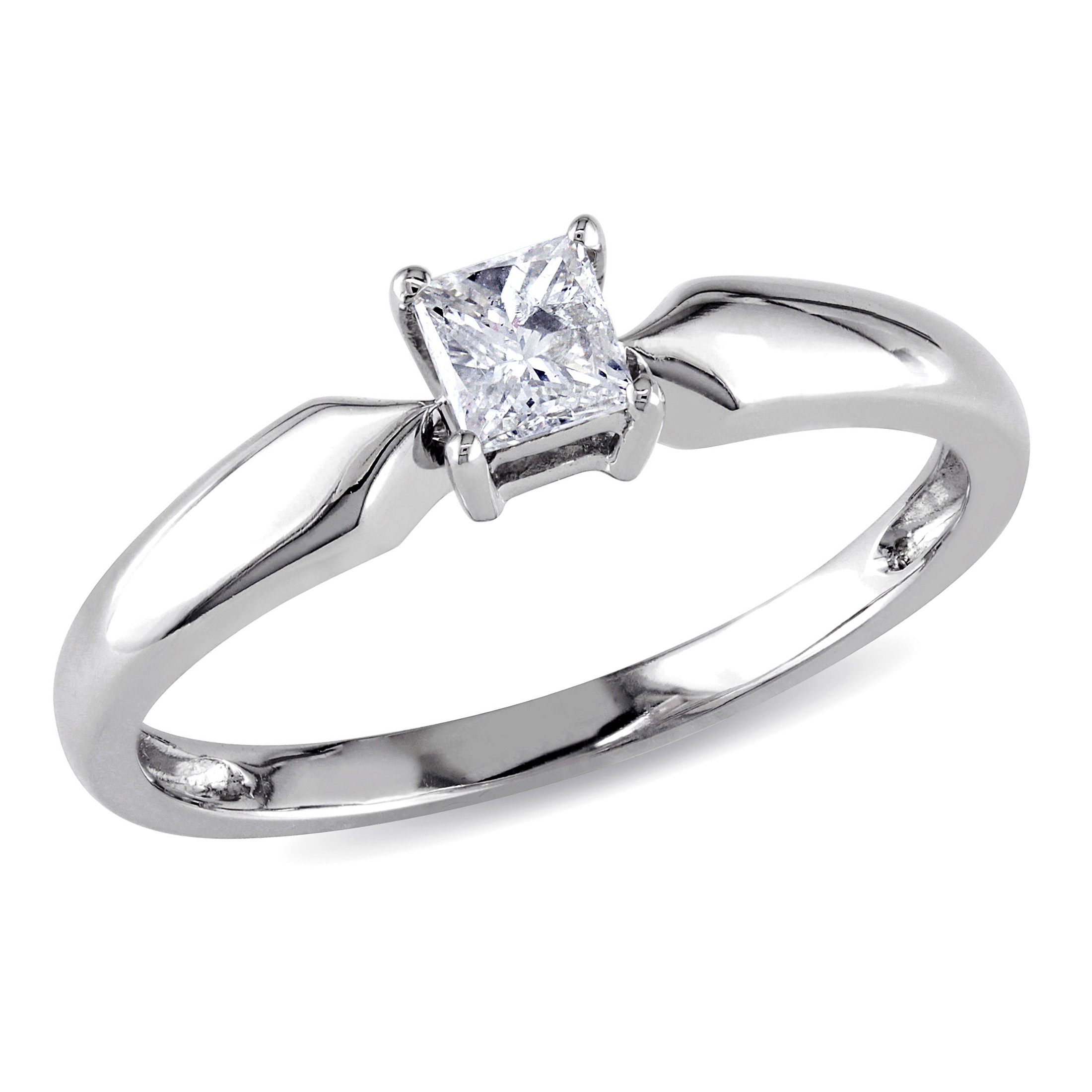 Miabella Women's 1/4 Carat T.W. Princess-Cut Diamond 10kt White Gold Solitaire Engagement Ring - image 1 of 6