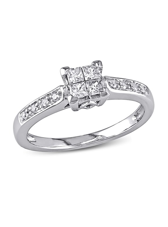 Double Band Princess Cut Engagement Ring