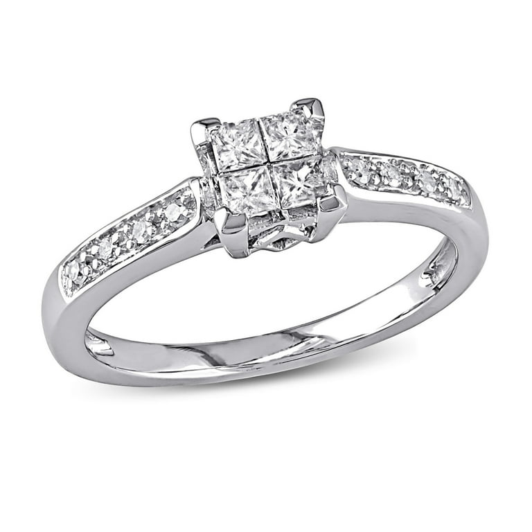 Miabella Women s 1 4 Carat T.W. Princess and Round Cut Quad