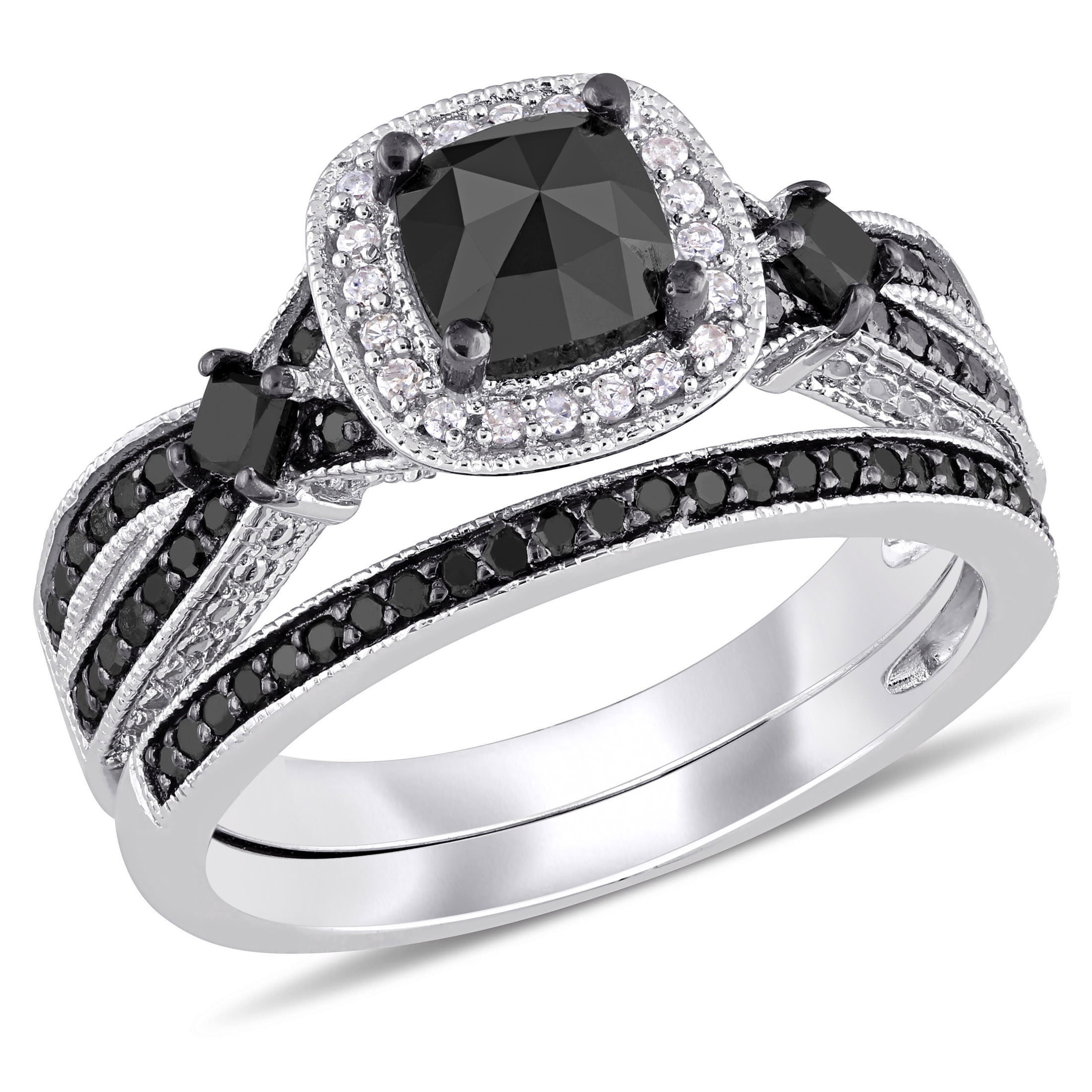 Black and white online wedding ring sets