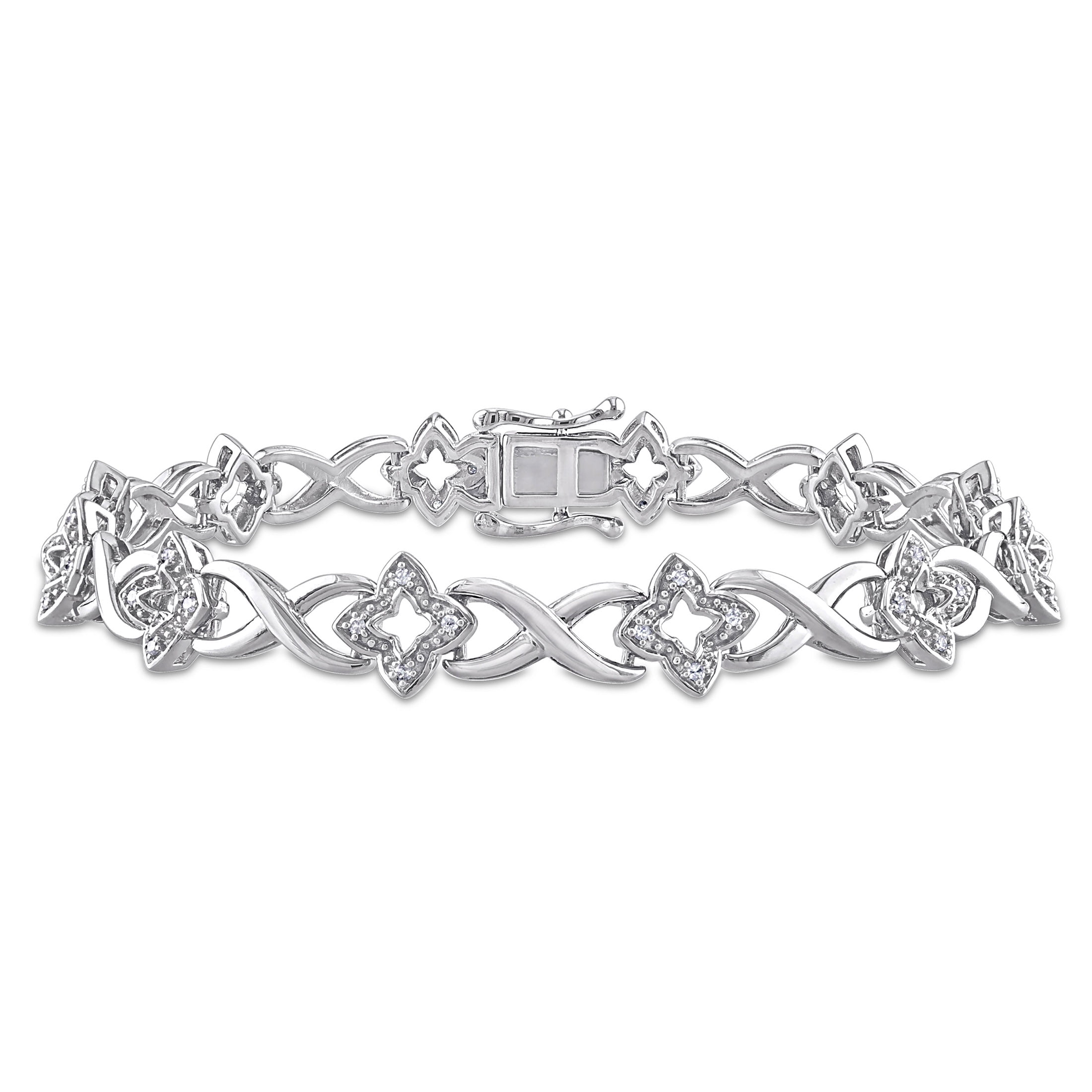 Miabella Women's 1/4ct TDW Diamond Infinity Link Bracelet in Sterling Silver - Elegant