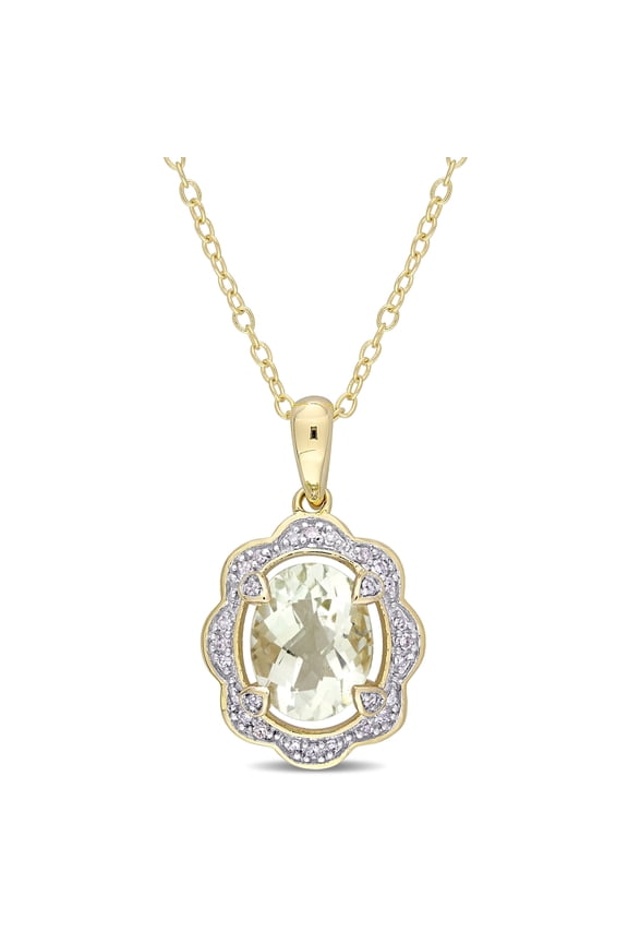 Women's 1.62CT TGW Green Quartz Yellow Gold Plated Pendant