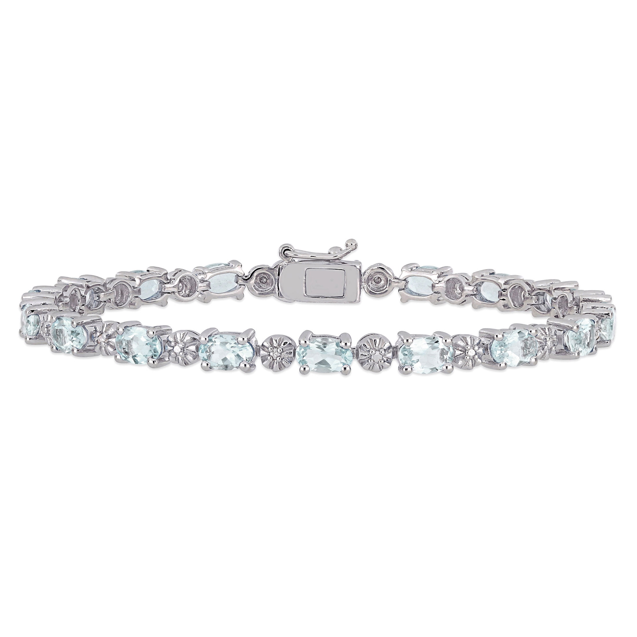 Aquamarine Bolo Bracelet 1/15 ct tw Diamonds Sterling Silver | Jared