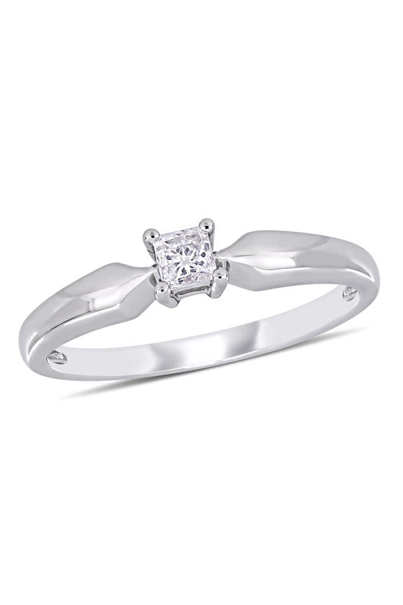 Miabella Women's 1/5 Carat T.W. Princess-Cut Diamond 10kt White Gold Solitaire Engagement Ring