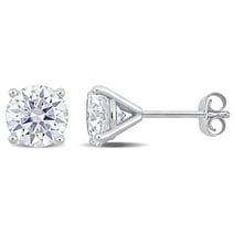 Miabella Women's 1-7/8CT T.G.W. Created White Moissanite 14kt White Gold Solitaire Stud Earring