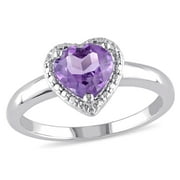 Miabella Women's 1 Carat T.G.W. Heart-Shape Amethyst Sterling Silver Heart Halo Ring