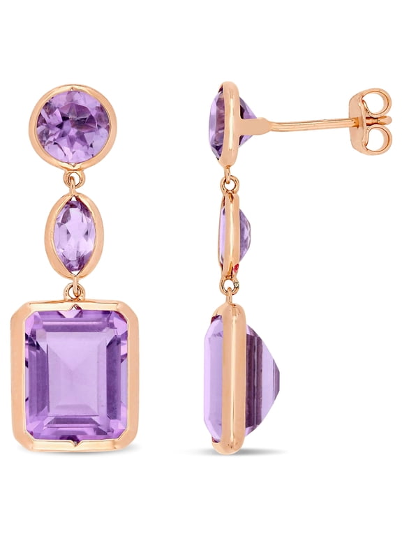 Women's Amethyst Rose Gold Plated Earrings