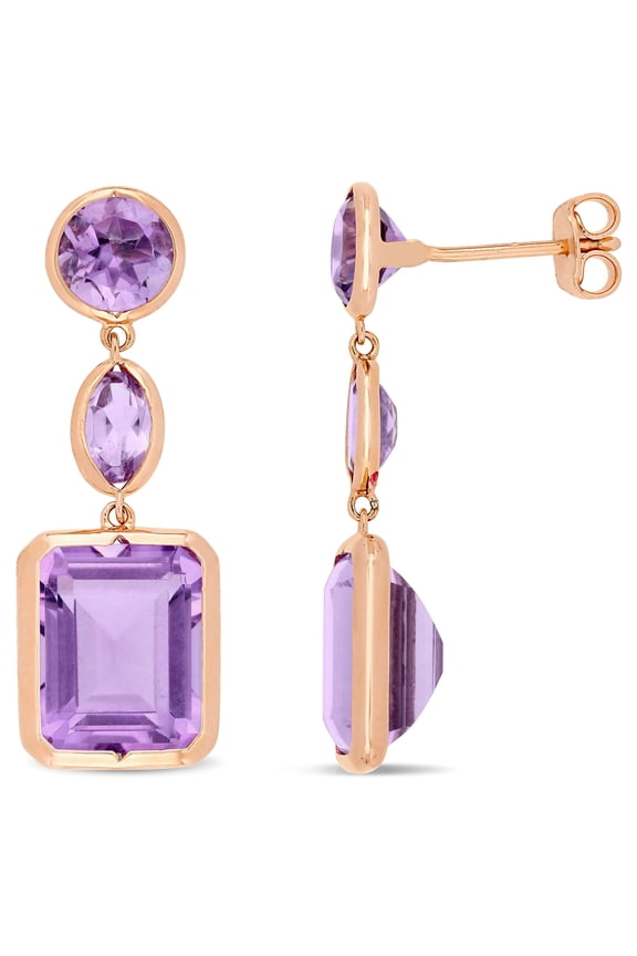 Women's Amethyst Rose Gold Plated Earrings