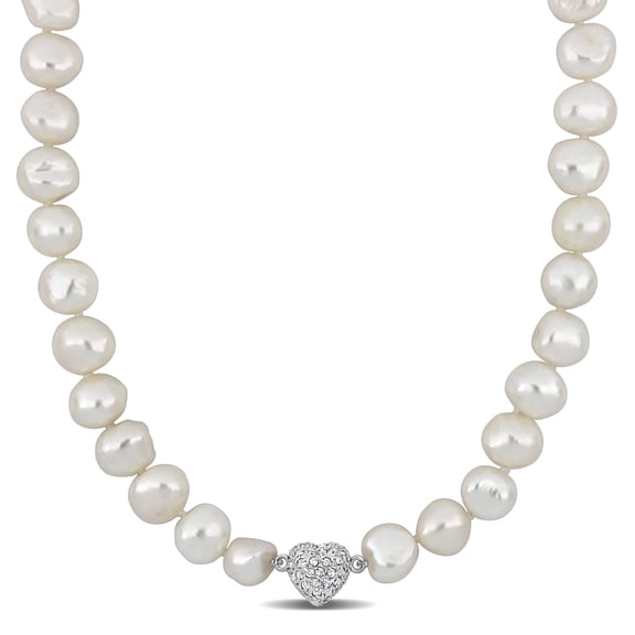 Miabella Women's 11-12mm Freshwater Pearl Sterling Silver Clasp Beaded Bridal Necklace