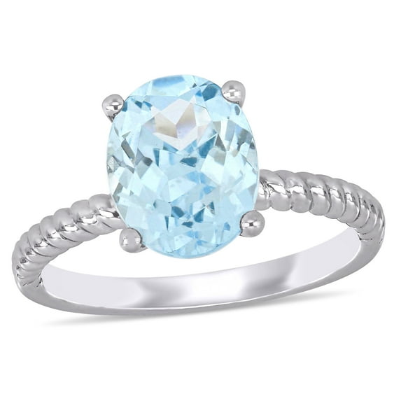 Everly Women's Aquamarine 14K White Gold Engagement Ring