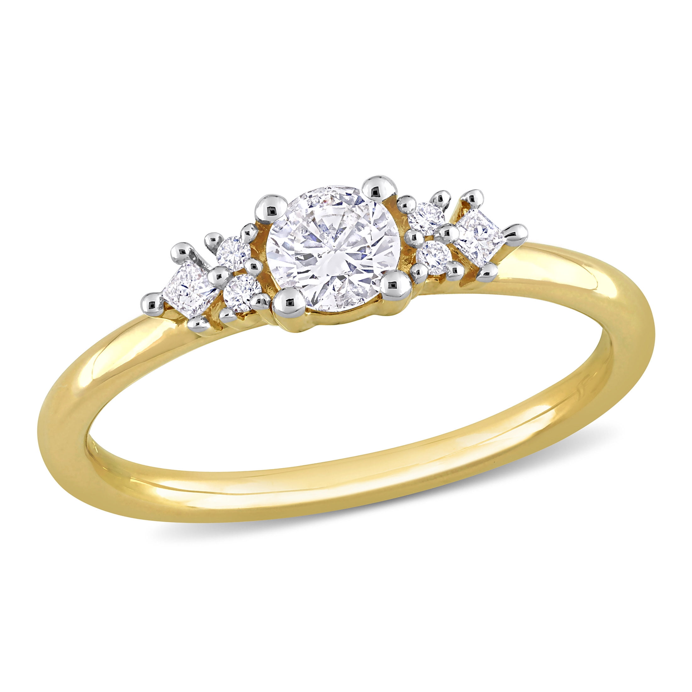 Miabella Women's 2/5 CT T.W. Round & Princess cut Diamond 14kt Yellow