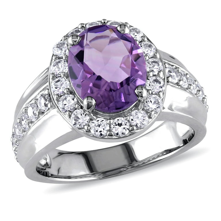 Miabella Women s 3 3 4 Carat T.G.W. Oval Cut Amethyst and Created