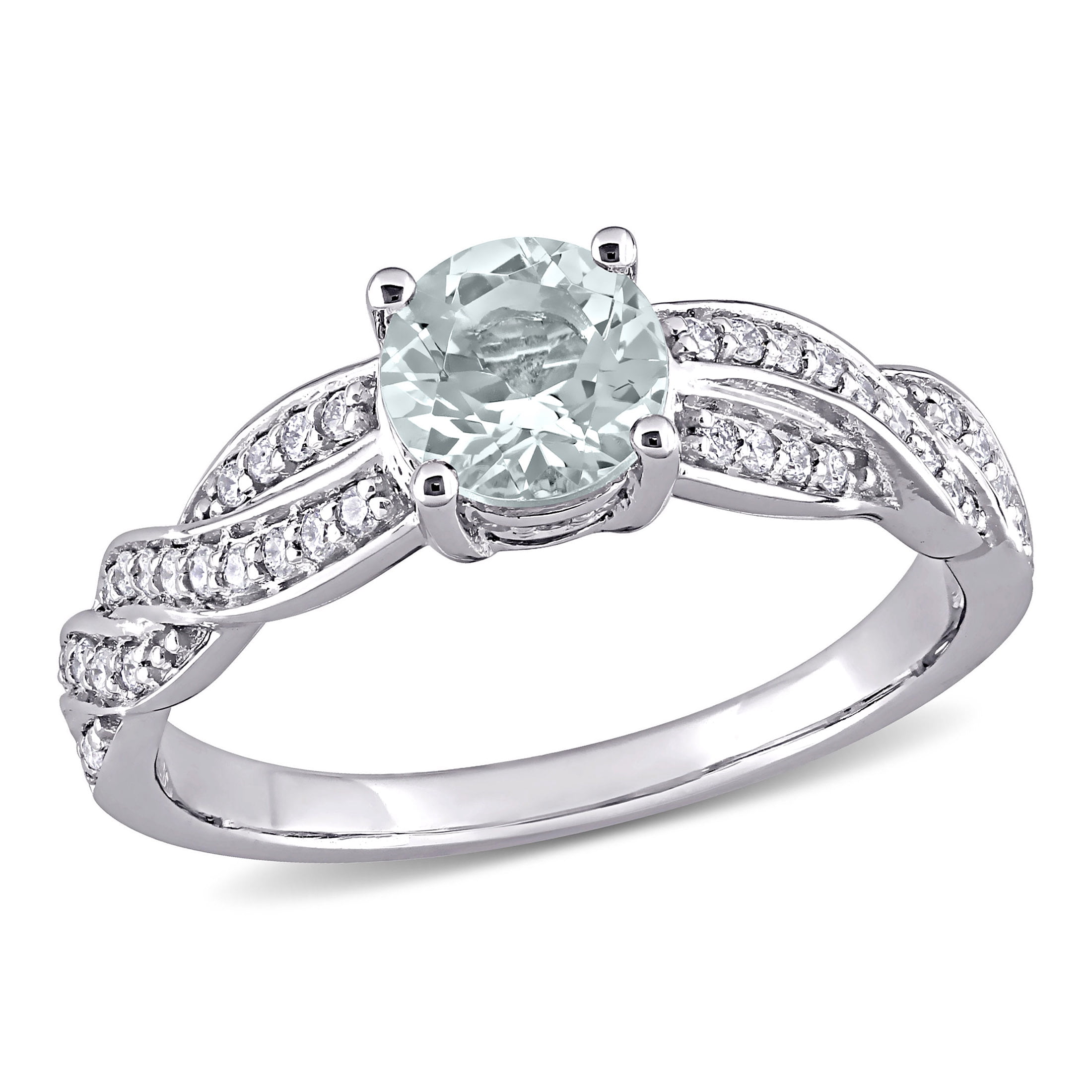 Everly Women's Aquamarine 14K White Gold Engagement Ring
