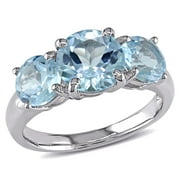 MIABELLA Women's 4-3/8 Carat T.G.W. Sky Blue Topaz Sterling Silver 3-Stone Ring