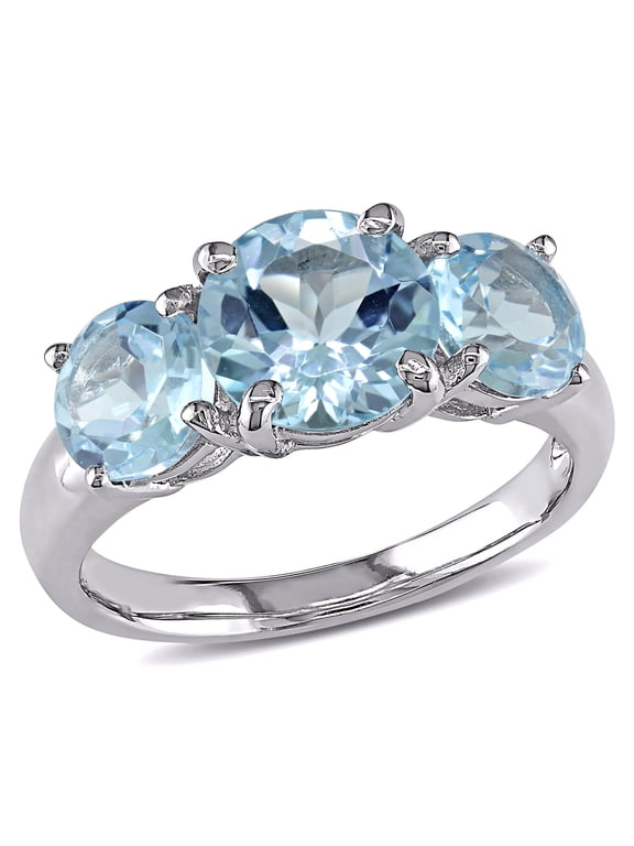 Women's 4-3/8 Carat T.G.W. Sky Blue Topaz Sterling Silver 3-Stone Ring