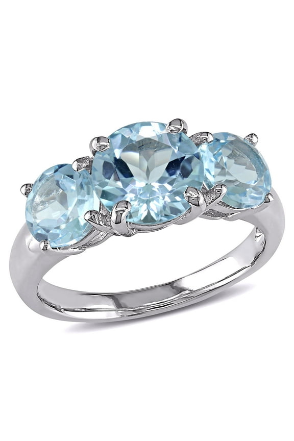 Women's 4-3/8 Carat T.G.W. Sky Blue Topaz Sterling Silver 3-Stone Ring