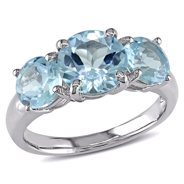 Miabella Women's 4-3/8 Carat T.G.W. Sky Blue Topaz Sterling Silver 3-Stone Ring