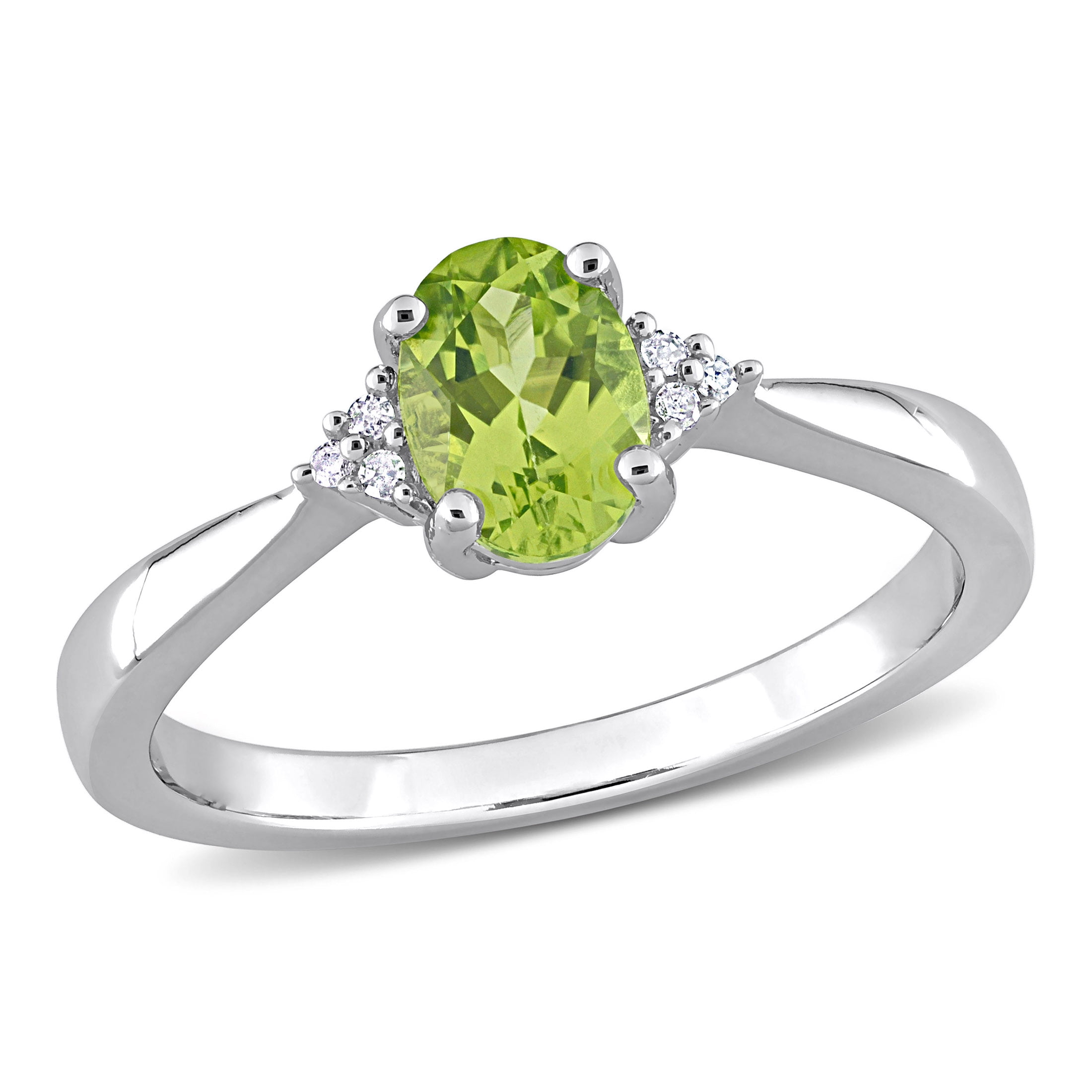 Diamond ring online with peridot accent