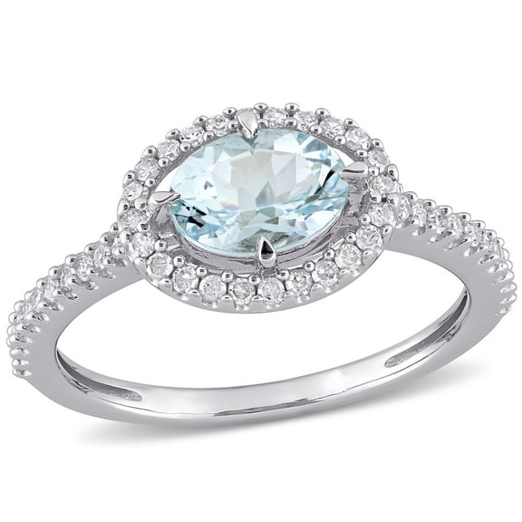 Everly Women's Aquamarine 10K White Gold Engagement Ring
