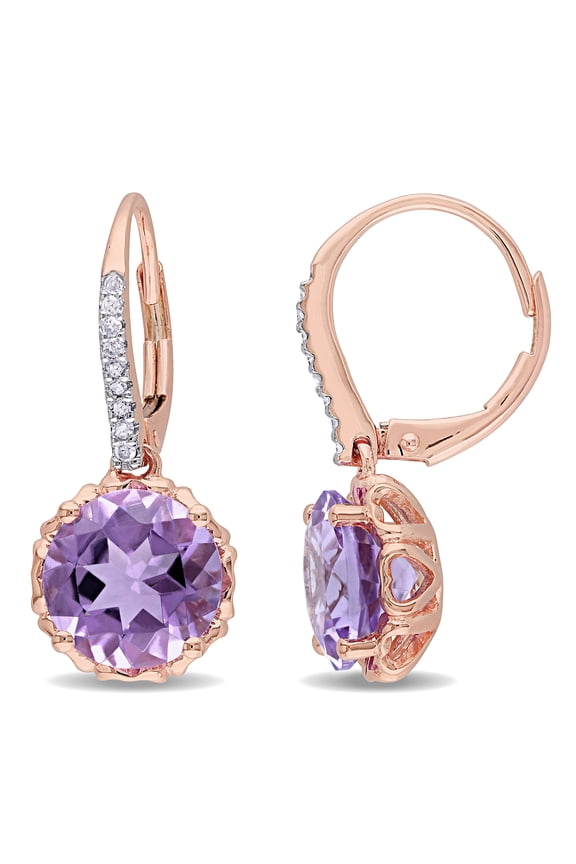 Women's Amethyst 10k Rose Gold Earrings