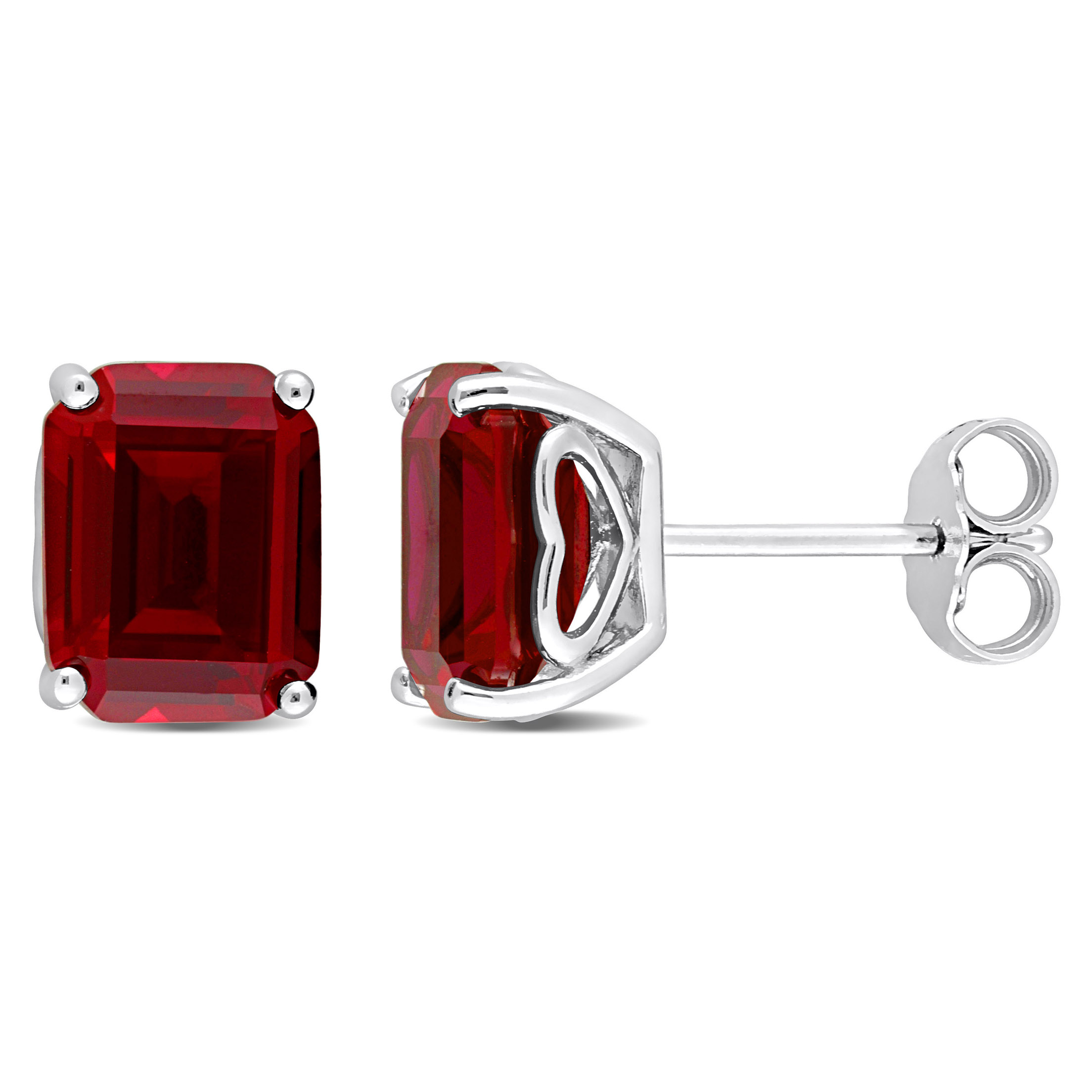 Miabella Women's 6-1/2 Carat T.G.W. Emerald-Cut Created Ruby Solitaire Stud  Earrings in Sterling Silver - Walmart.com