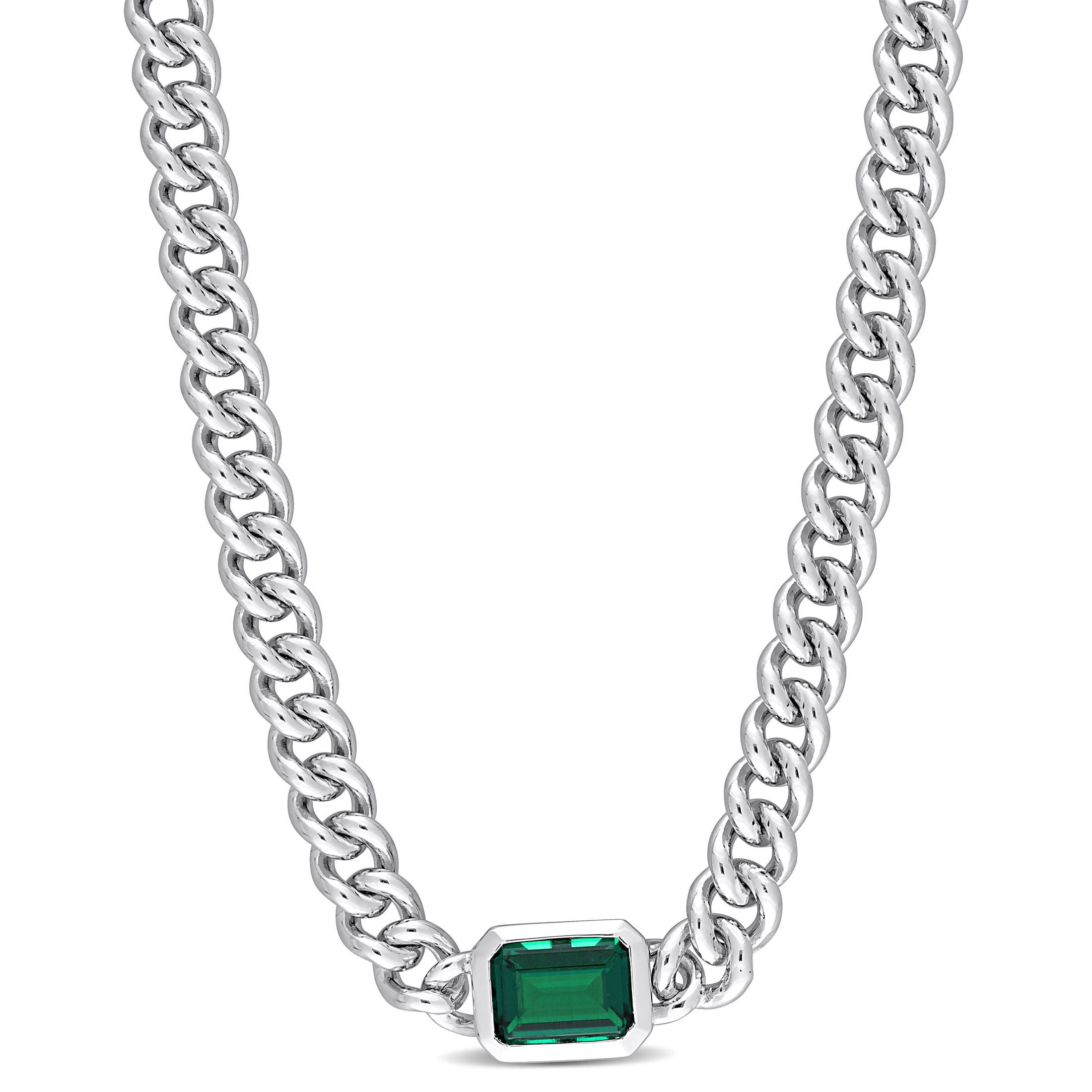 Miabella Women S 7 8 Carat T G W Created Emerald Sterling Silver   Miabella Women S 7 8 Carat T G W Created Emerald Sterling Silver Solitaire Square Curb Chain Necklace 6dc3eaf0 Acac 47a3 Ac4c 1e48c1afc8ba.0d792cb055e1de9c24da9983758dbe65 