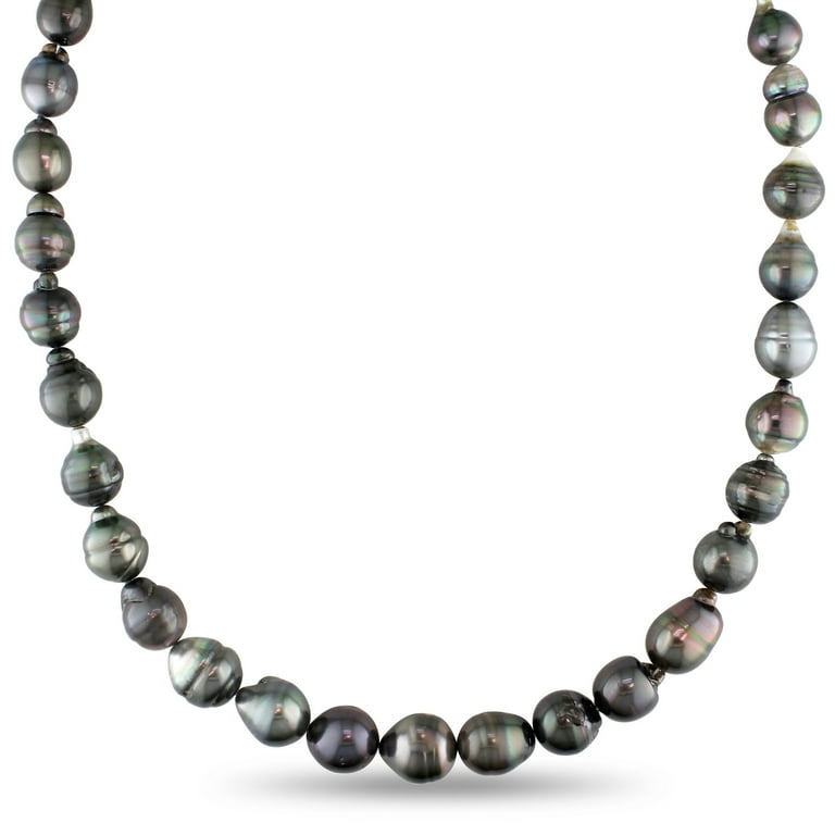 Black necklace with one pearl deals