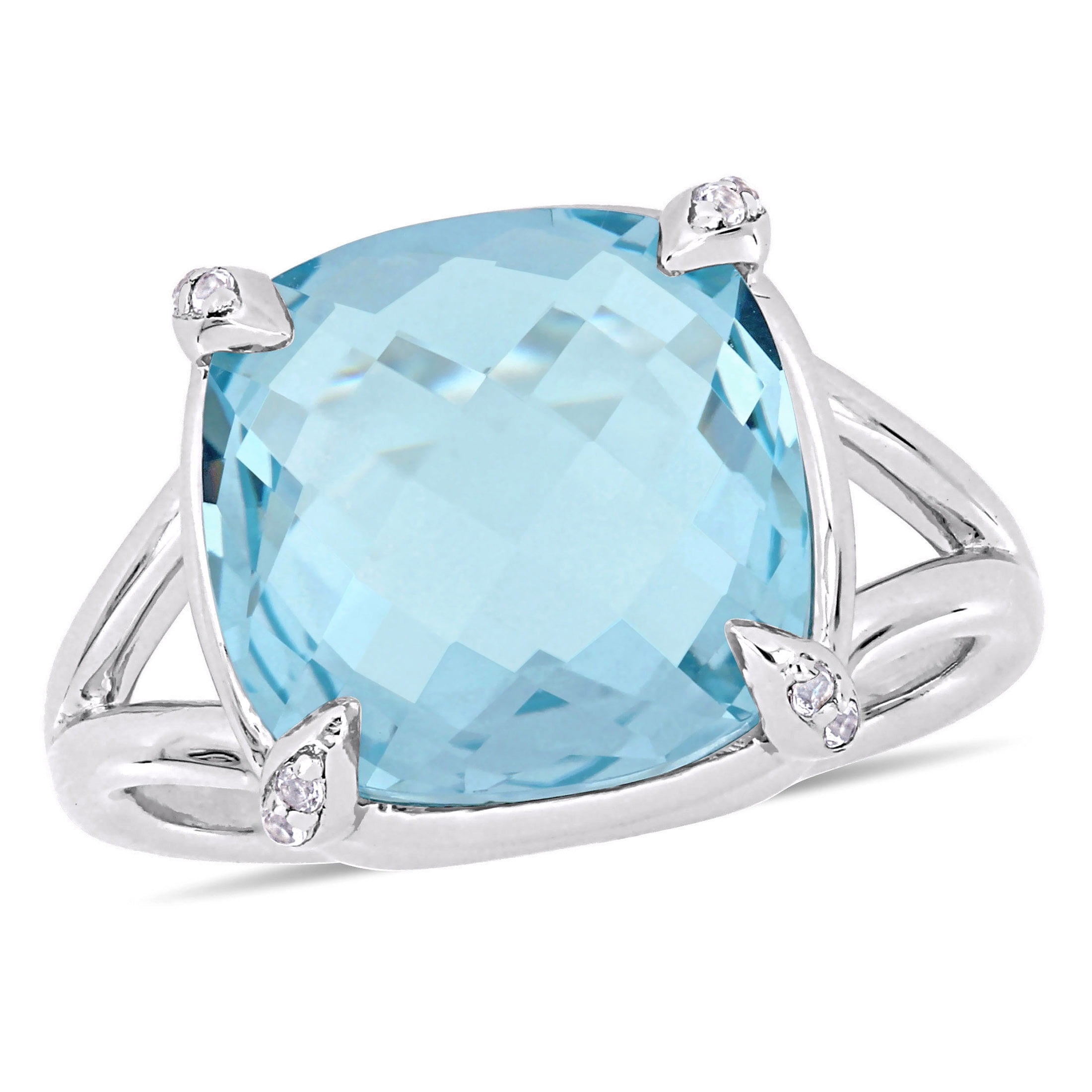 London Blue Topaz & Diamond Halo Ring | Fox Fine Jewelry