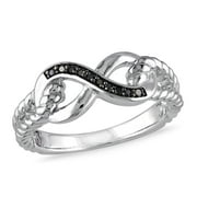 Miabella Women's Black Diamond Accent Infinity Ring in Sterling Silver