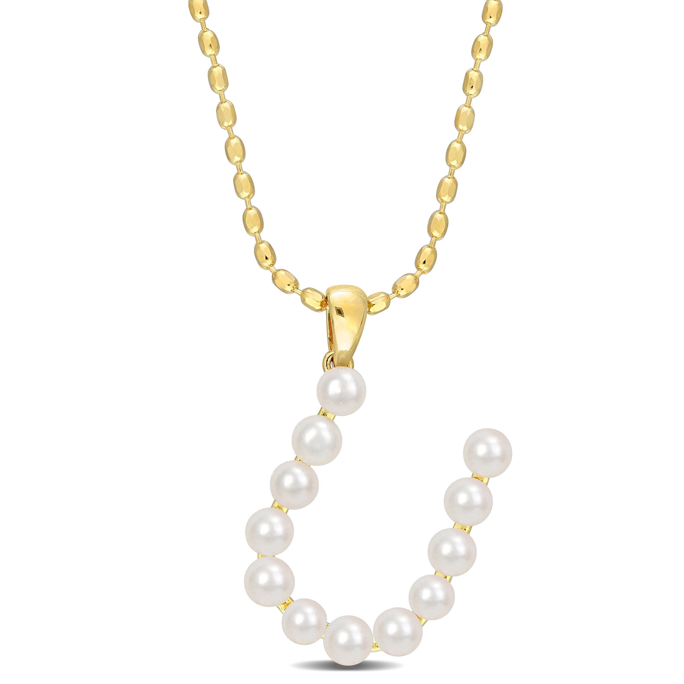 Everly Women's .5mm Cultured Pearl Yellow Gold Plated Pendant