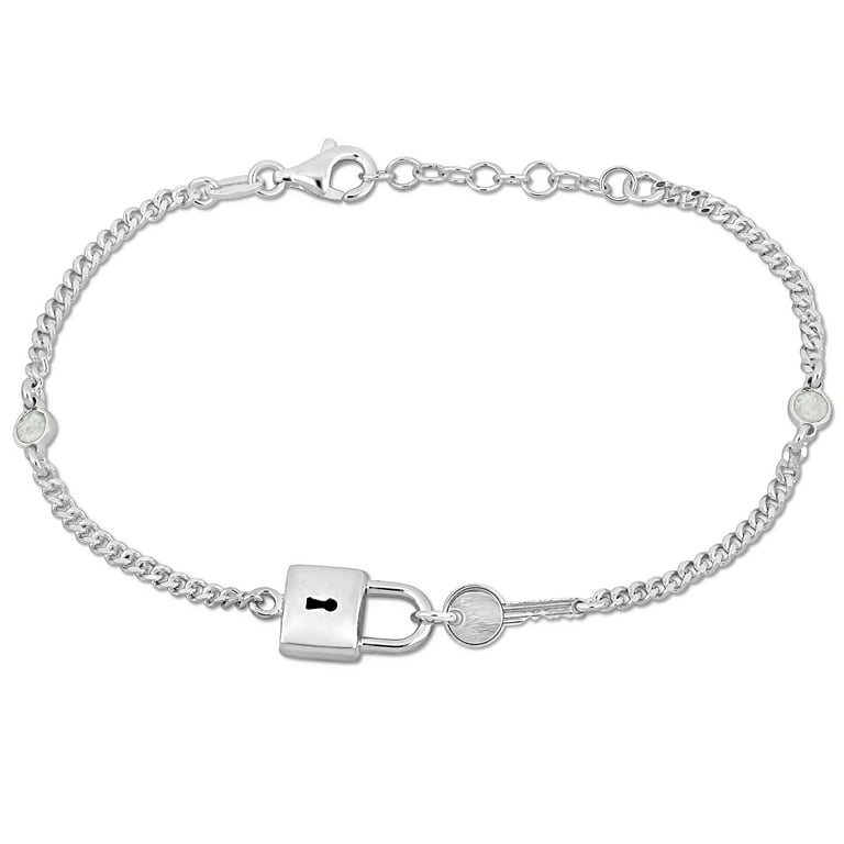 Sterling silver lock and on sale key bracelet