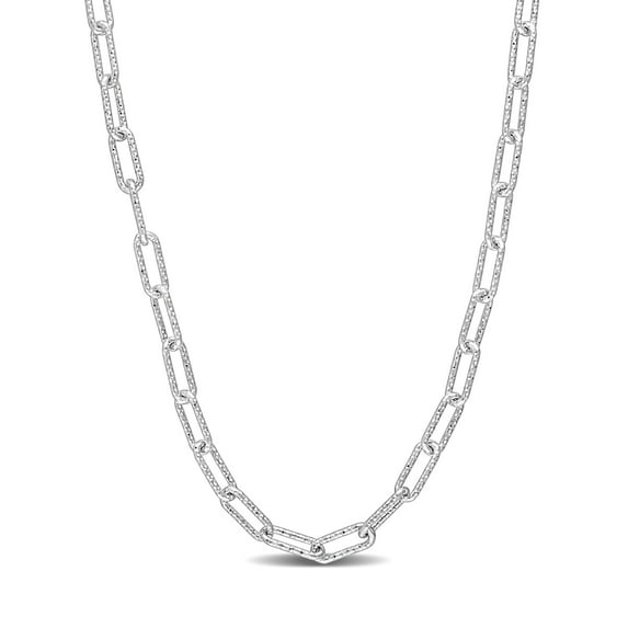 Miabella Women's Sterling Silver Paperclip Necklace