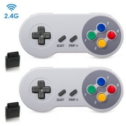 Miadore 2.4GHz SNES Wireless Controller, Rechargeable Classic Retro Gamepad for Original SNES Super Entertainment System Console 2Pack