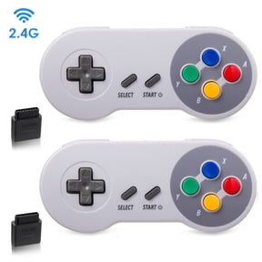 Miadore 2.4GHz SNES Wireless Controller, Rechargeable Classic Retro Gamepad for Original SNES Super Entertainment System Console(2Pack)