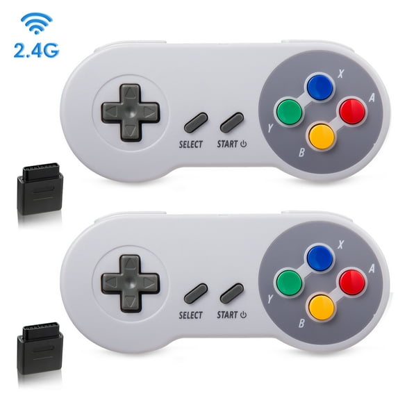 Miadore 2.4GHz SNES Wireless Controller, Rechargeable Classic Retro Gamepad for Original SNES Super Entertainment System Console(2Pack)
