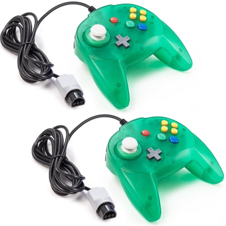 Miadore 2 Pack Mini Wired Controller Retro Gamepad Joystick for N64 Console Video Games System(Clear Green)